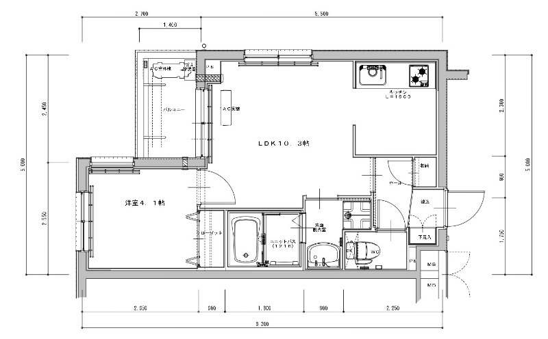 久世中久世町3丁目の完工年月(2020年3月)築の賃貸マンションの間取り