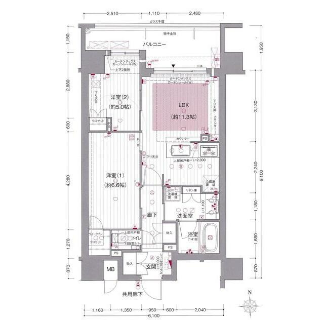 石井筒町の完工年月(2022年6月)築の賃貸マンションの間取り