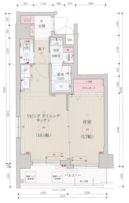 壬生花井町の完工年月(2022年8月)築の賃貸マンションの間取り