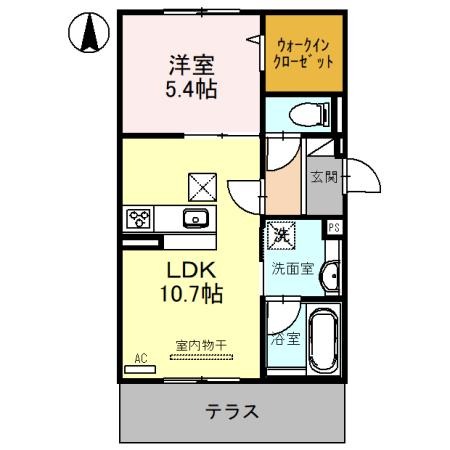 下津林大般若町の完工年月(2022年11月)築の賃貸アパートの間取り