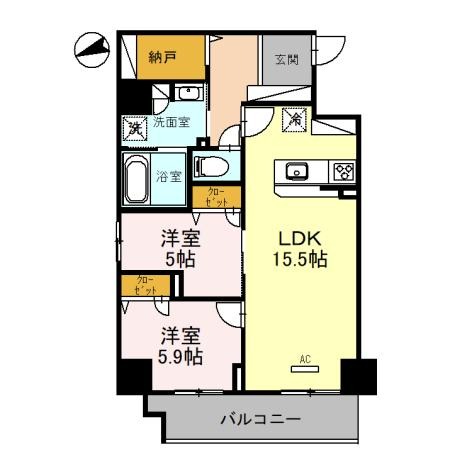 神明町の完工年月(2023年3月)築の賃貸マンションの間取り