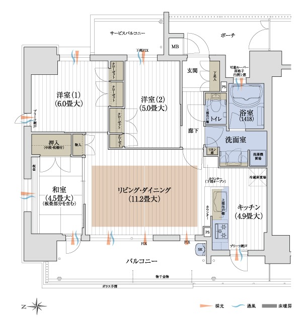 朱雀分木町の完工年月(2014年9月)築の賃貸マンションの間取り