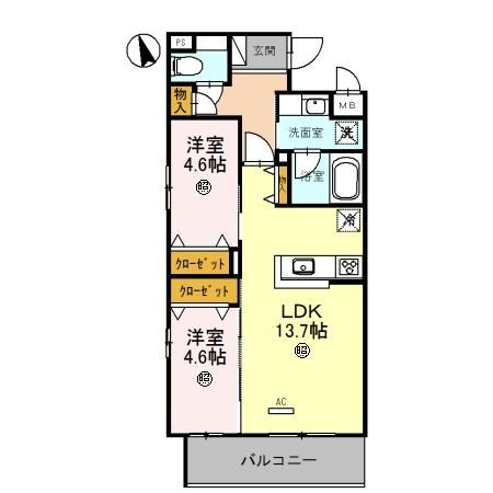 寺戸町の完工年月(2020年5月)築の賃貸マンションの間取り