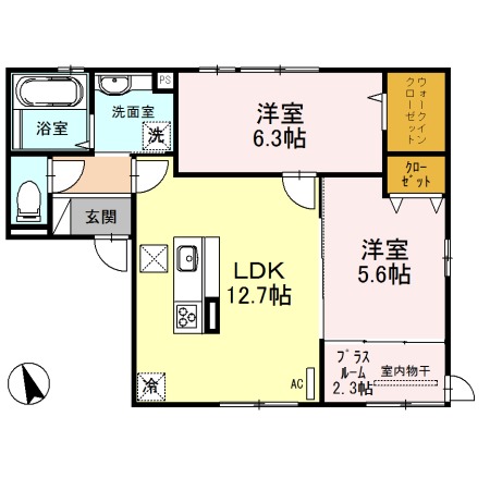 寺戸町の完工年月(2018年3月)築の賃貸アパートの間取り