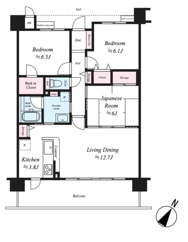 吉祥院三ノ宮町の完工年月(2005年7月)築の賃貸マンションの間取り