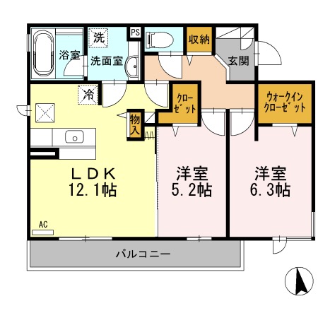 西七条西石ケ坪町の完工年月(2012年6月)築の賃貸アパートの間取り