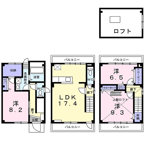 東九条中殿田町の完工年月(1992年1月)築の賃貸一戸建ての間取り