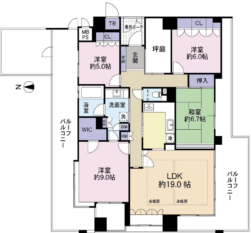 玉屋町の完工年月(2005年2月)築の賃貸マンションの間取り