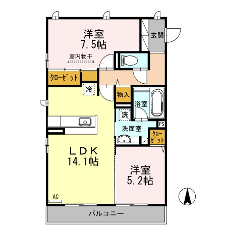 寺戸町の完工年月（2013年6月）築の賃貸アパートの間取り