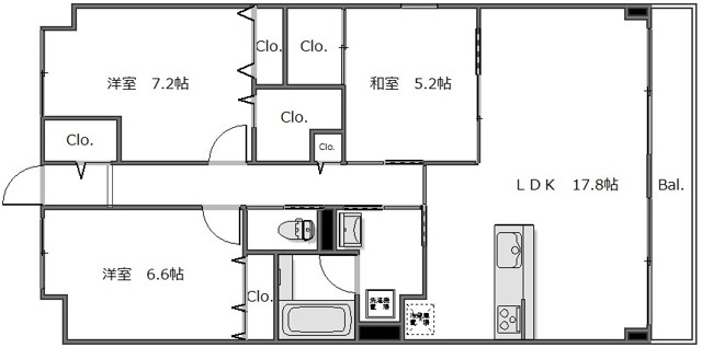 友岡の完工年月(2017年3月)築の賃貸マンションの間取り