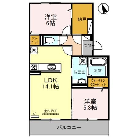 奥海印寺の完工年月(2023年8月)築の賃貸アパートの間取り