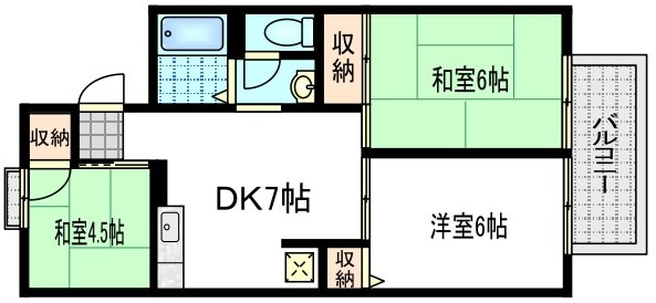 松尾大利町の完工年月(1992年12月)築の賃貸アパートの間取り