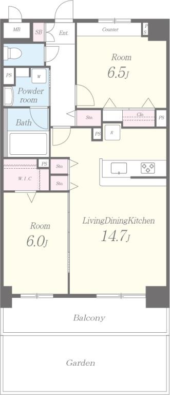 友岡の完工年月(2016年3月)築の賃貸マンションの間取り