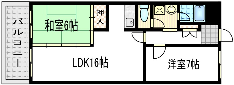 牛ケ瀬奥ノ防町の完工年月(1984年5月)築の賃貸マンションの間取り