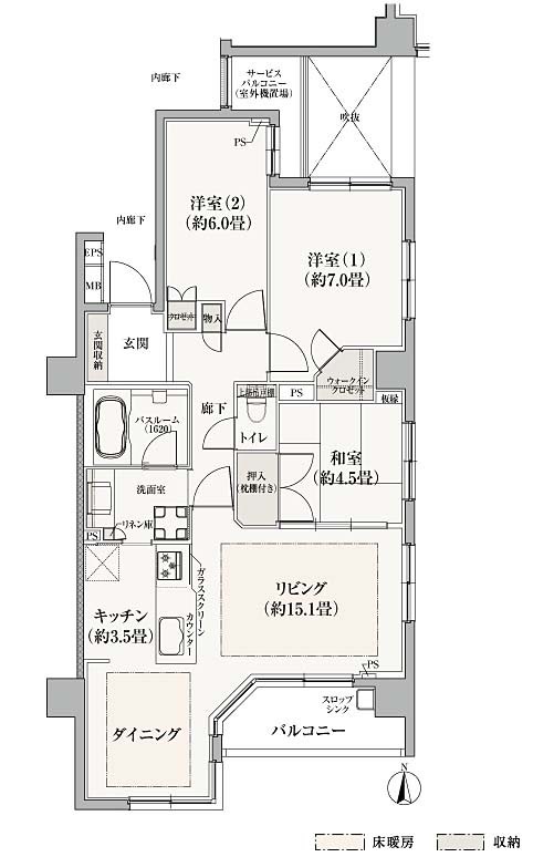 鏡屋町の完工年月(2012年1月)築の賃貸マンションの間取り