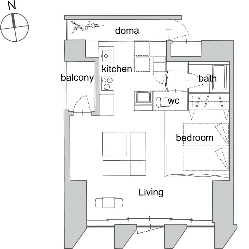 茶磨屋町の完工年月(2024年2月)築の賃貸マンションの間取り