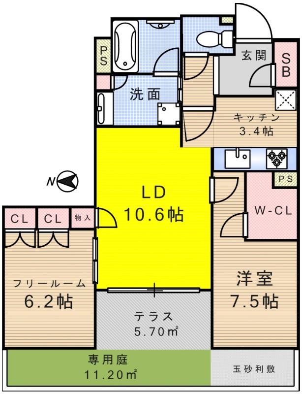 聖護院東町の完工年月(2017年1月)築の賃貸マンションの間取り