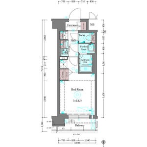 東九条西岩本町の完工年月(2024年2月)築の賃貸マンションの間取り