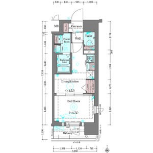 東九条西岩本町の完工年月(2024年2月)築の賃貸マンションの間取り