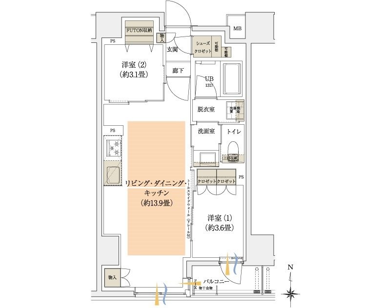 上金仏町の完工年月(2023年7月)築の賃貸マンションの間取り