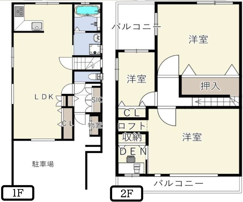 野添の完工年月(2012年1月)築の賃貸一戸建ての間取り