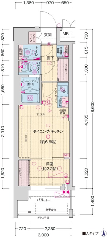 西七条石井町の完工年月(2025年1月)築の賃貸マンションの間取り
