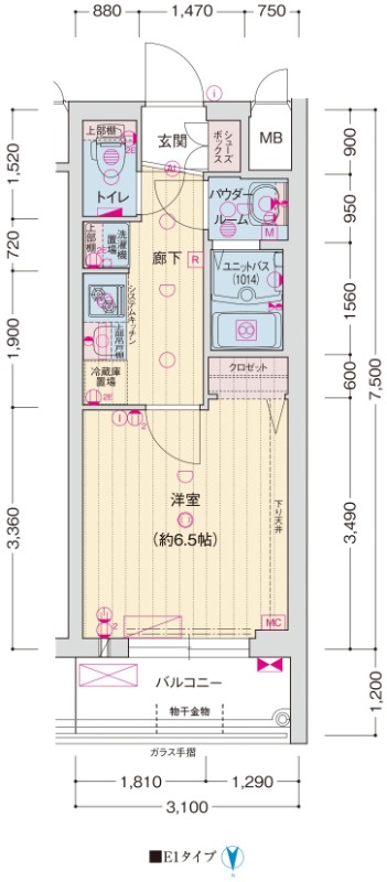 壬生賀陽御所町の完工年月(2025年1月)築の賃貸マンションの間取り