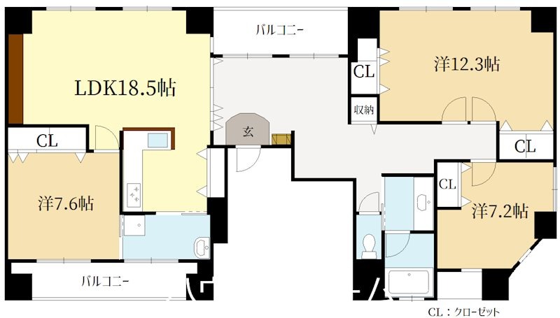 柿本町の完工年月(2007年3月)築の賃貸マンションの間取り