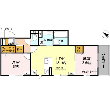 桂上野西町の完工年月(2025年9月)築の賃貸アパートの間取り