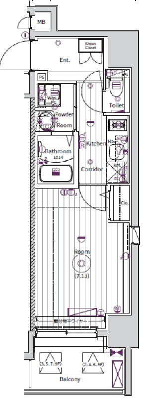 四ツ塚町の完工年月(2025年4月)築の賃貸マンションの間取り