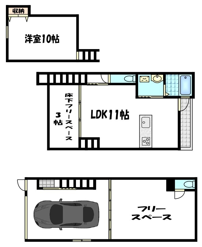 田中大堰町の完工年月(2023年3月)築の賃貸一戸建ての間取り