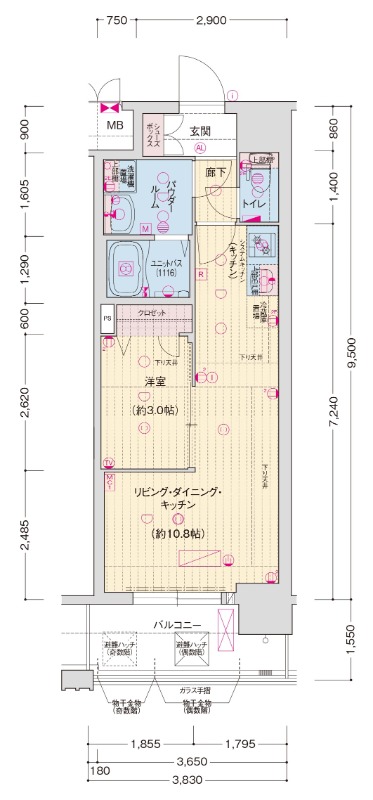 西七条北衣田町の完工年月(2026年1月)築の賃貸マンションの間取り
