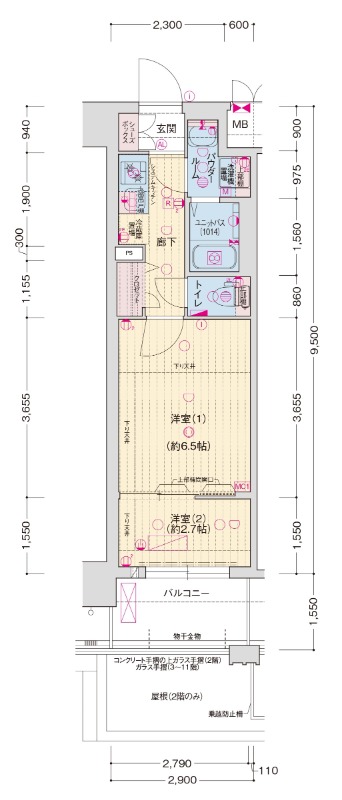 西七条北衣田町の完工年月(2026年1月)築の賃貸マンションの間取り
