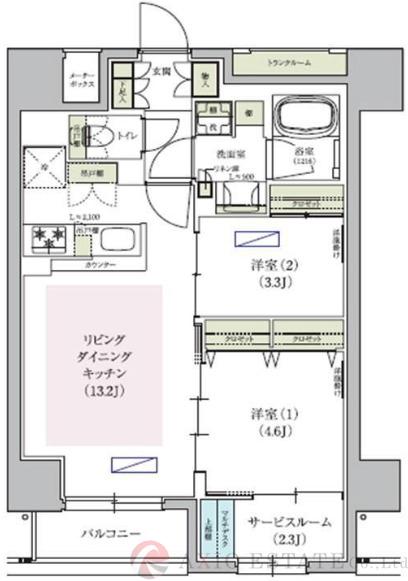 内平野町の完工年月(2025年2月)築の賃貸マンションの間取り