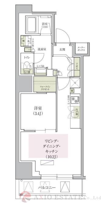 大手前の完工年月(2025年3月)築の賃貸マンションの間取り