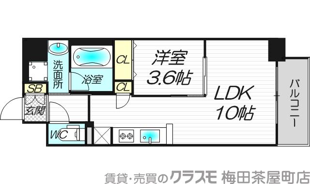 堂島の完工年月(2015年3月)築の賃貸マンションの間取り