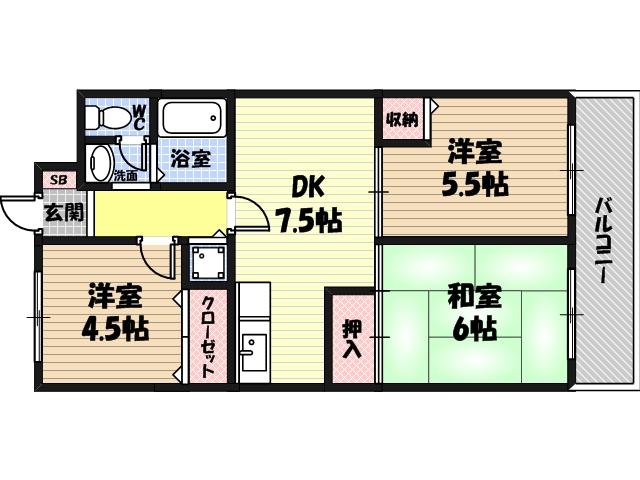 レジョンドール鶴見緑地の間取り