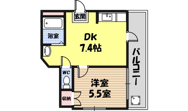 蒲生の完工年月(1995年11月)築の賃貸マンションの間取り