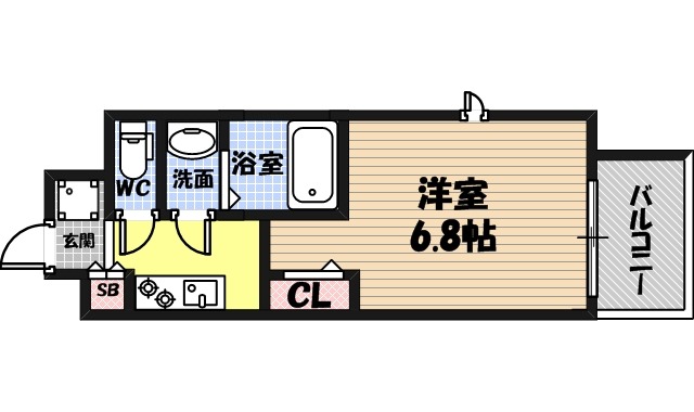 中央の完工年月(2023年11月)築の賃貸マンションの間取り