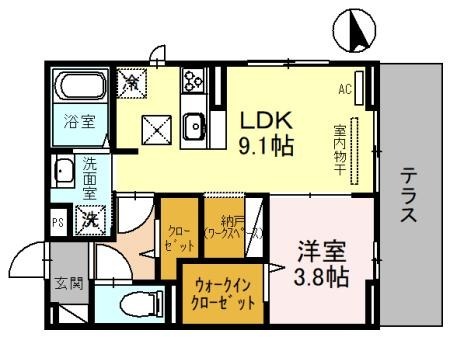 寺戸町の完工年月(2022年10月)築の賃貸アパートの間取り