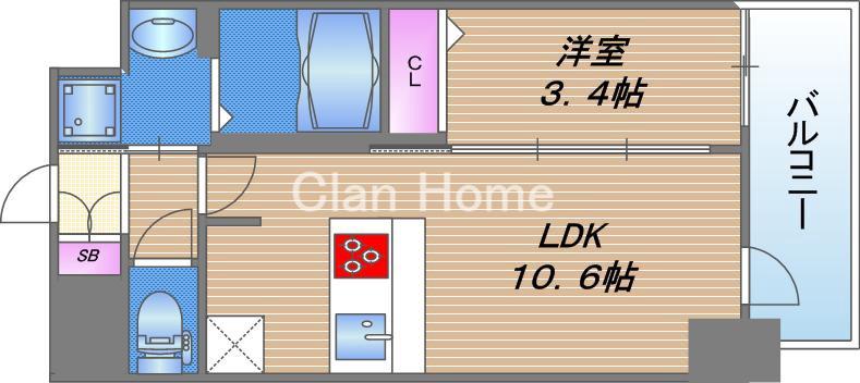 S-RESIDENCE堺筋本町Deuxの間取り