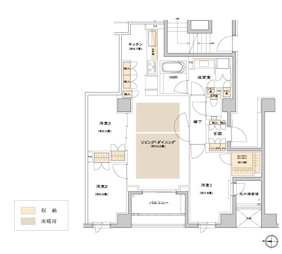 上生洲町の完工年月(2017年3月)築の賃貸マンションの間取り