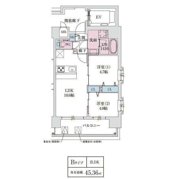 スプランディッド玉造DUEの間取り
