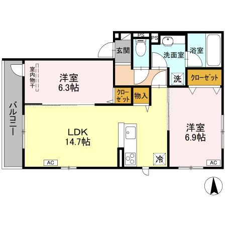 西院松井町の完工年月(2025年12月)築の賃貸アパートの間取り
