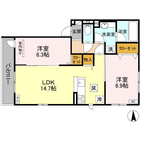 西院松井町の完工年月(2025年12月)築の賃貸アパートの間取り