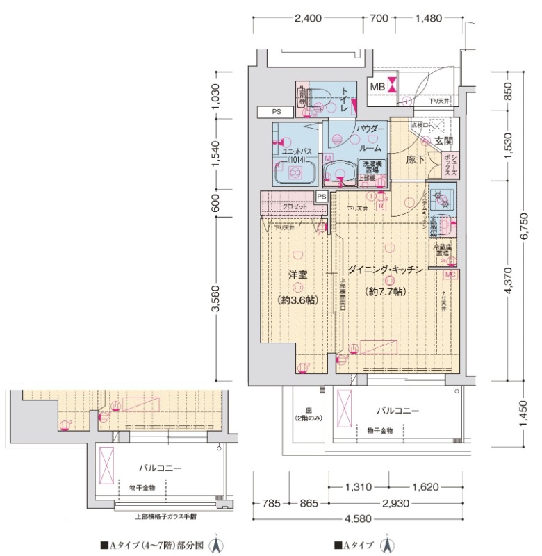 西院西溝崎町の完工年月(2026年1月)築の賃貸マンションの間取り