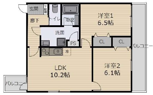 吉文字町の完工年月(2026年3月)築の賃貸マンションの間取り