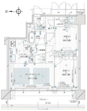 ブランズタワー御堂筋本町の間取り