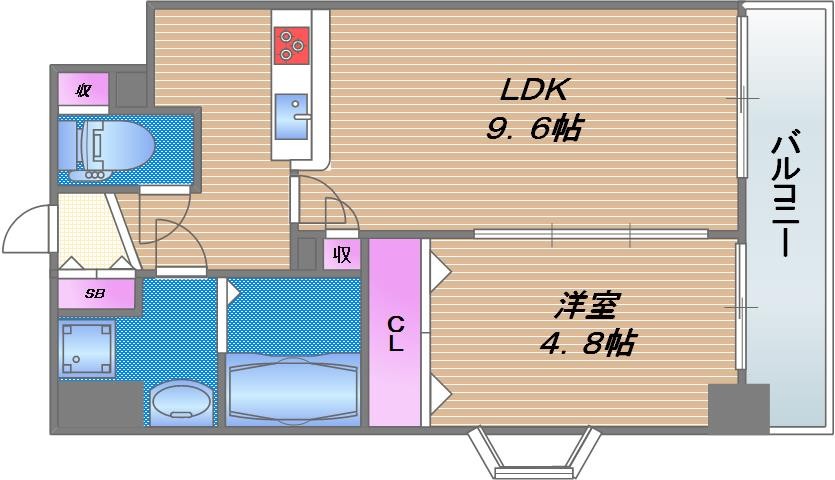 ラムール玉造の間取り