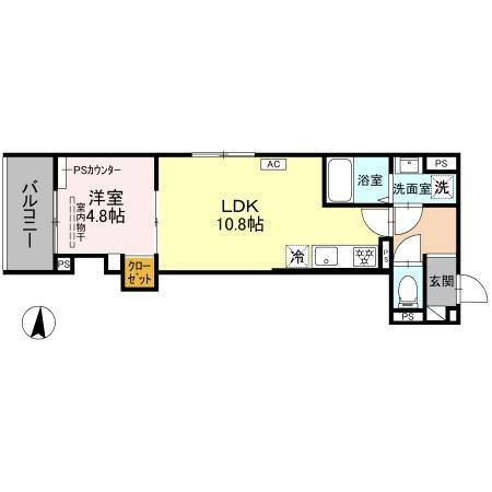 西新屋敷下之町の完工年月(2025年11月)築の賃貸アパートの間取り